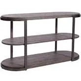 Modern View Sofa Table in Distressed Gray Wood & Metal