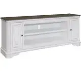 Magnolia Manor 82 Inch Fireplace TV Console in Antique White & Weathered Bark