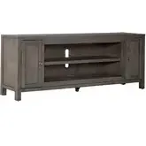Modern Farmhouse 78 Inch Fireplace TV Console in Distressed Charcoal Wood