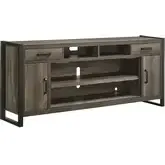 Tanners Creek 78 Inch Fireplace TV Console in Graystone Wood & Faux Metal