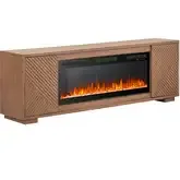 Easton 84 Inch TV Stand Fireplace Console in Urban Bronze Wood