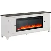 Allyson Park 80 Inch TV Stand Fireplace Console in Brushed White & Charcoal