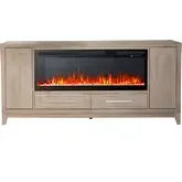 Brentwood 80 Inch TV Stand Fireplace Console in Sandstone Wood