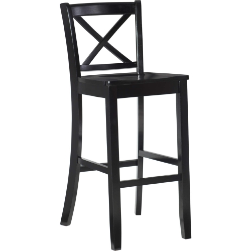 Black 30" X Back Bar Stool in Black Wood