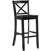 Black 30" X Back Bar Stool in Black Wood