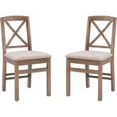 Torino X Back Dining Chair in Grey Wash & Beige Fabric (Set of 2)