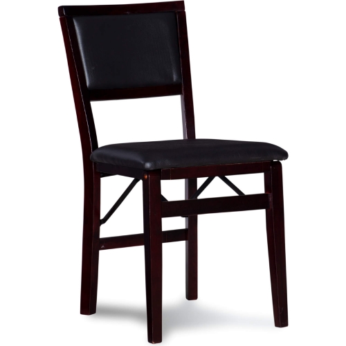 Kiera 18" Folding Dining Chair in Brown Leatherette & Espresso(Set of 2)
