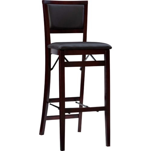 Triena 30" Pad Back Folding Bar Stool in Brown Leatherette & Espresso