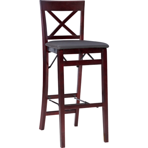 Triena 30" X Back Folding Bar Stool in Brown Leatherette & Espresso Finish