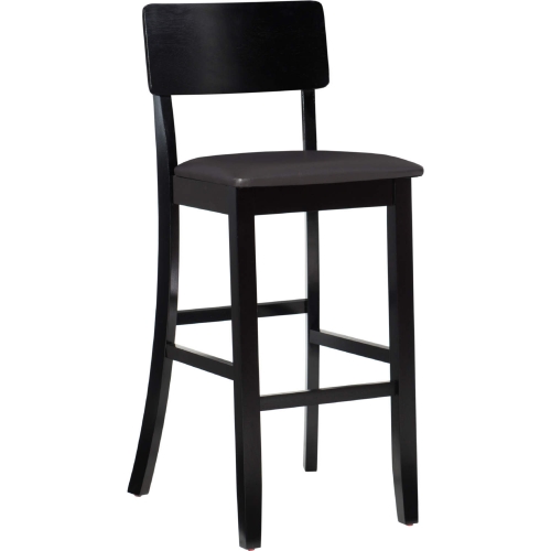 Torino 30" Bar Stool in Dark Brown Leatherette & Black Wood