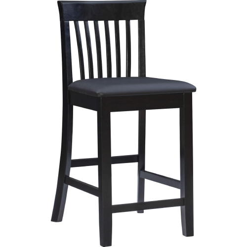 Torino 24" Counter Stool in Black Leatherette & Black Wood