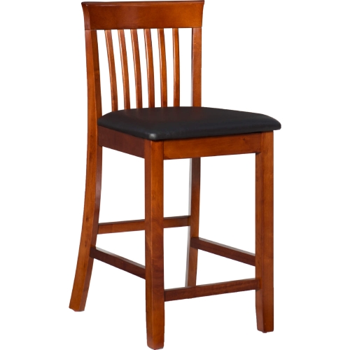 Triena 24" Craftsman Counter Stool in Brown Leatherette & Cherry Finish