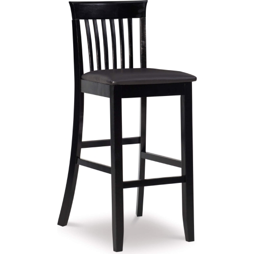 Torino 30" Bar Stool in Black Leatherette & Black Wood