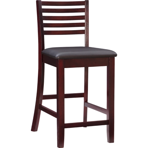 Triena 24" Ladder Counter Stool in Brown Leatherette & Espresso Finish