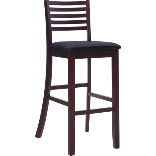 Triena 30" Ladder Bar Stool in Brown Leatherette & Espresso Finish