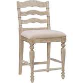Marino 24" Counter Stool in Linen Fabric & White Wash Wood
