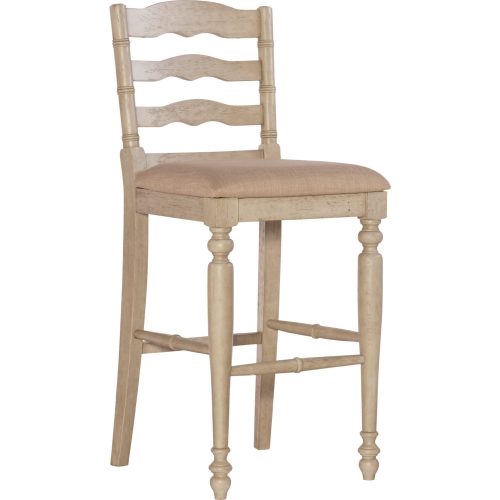 Marino 30" Bar Stool in Linen Fabric & White Wash Wood