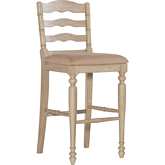 Marino 30" Bar Stool in Linen Fabric & White Wash Wood