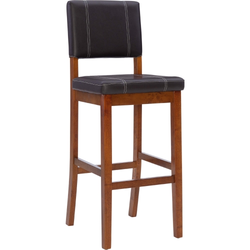 Milano Bar Stool in Dark Brown Leatherette & Walnut Finish