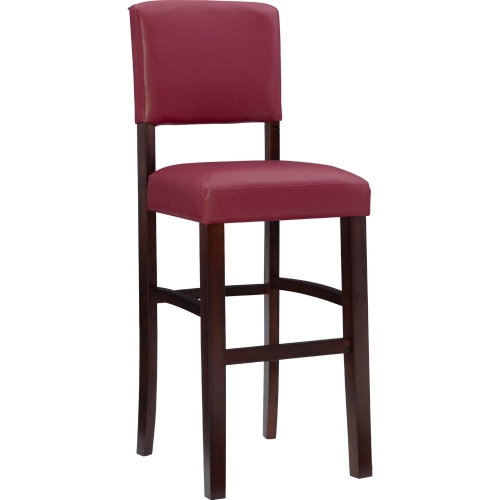 Monaco Bar Stool in Dark Red Leatherette & Espresso Wood