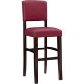 Monaco Bar Stool in Dark Red Leatherette & Espresso Wood