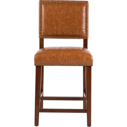 Brook Counter Stool in Caramel Leatherette & Walnut Finish Wood
