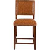 Brook Counter Stool in Caramel Leatherette & Walnut Finish Wood