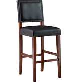Brook Bar Stool in Black Leatherette & Brown Wood