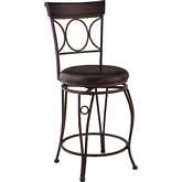 Circles Back Counter Stool in Brown Leatherette & Black Metal