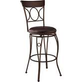 Circles Back Bar Stool in Brown Leatherette & Black Metal