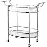 Service Bar Cart in Chrome Steel & Glass
