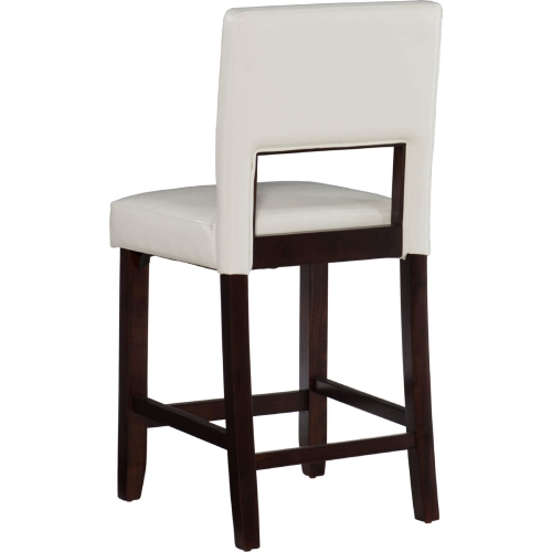 Vega Counter Stool in White Leatherette & Espresso Wood