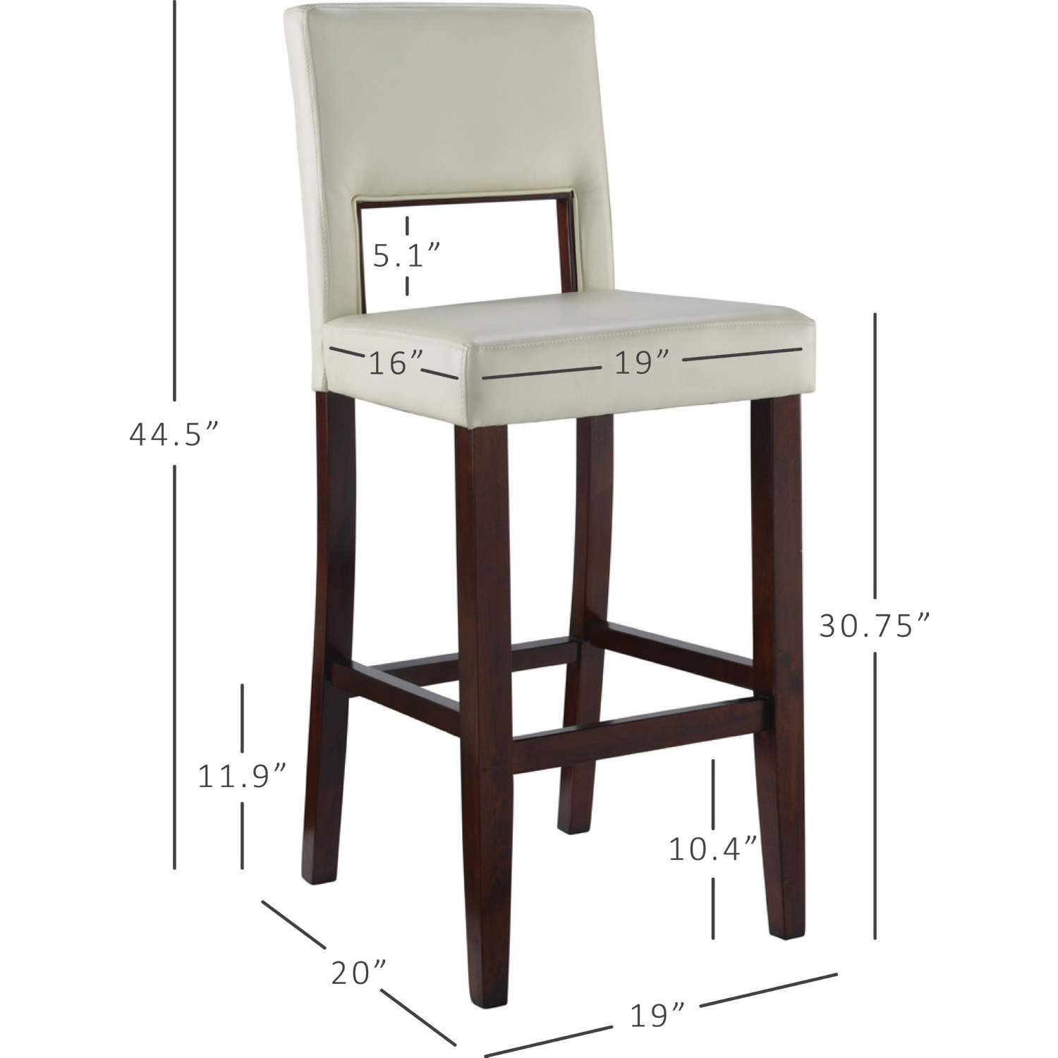 Linon 14054WHT-01-KD-U Vega Bar Stool in White Leatherette