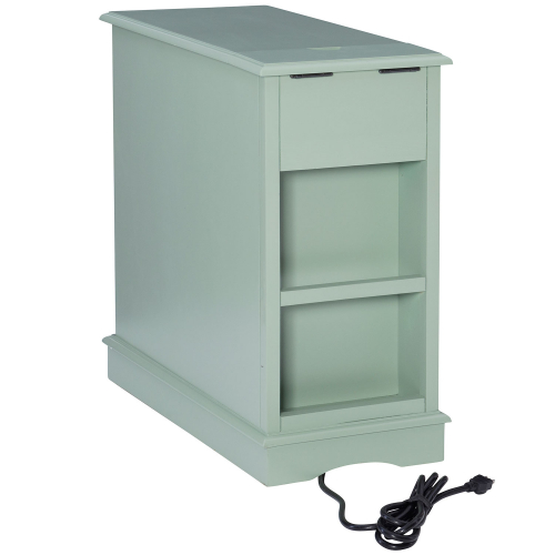 Butler Accent Side Table with USB in Black Wood