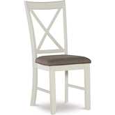 Jane Dining Chair in Vanilla White & Taupe Fabric (Set of 2)
