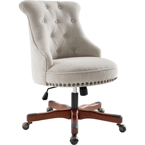 Sinclair Office Chair in Neutral Fabric & Dark Walnut Finish