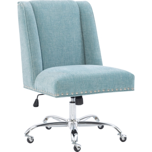 Draper Office Chair in Aqua Blue Fabric & Chrome