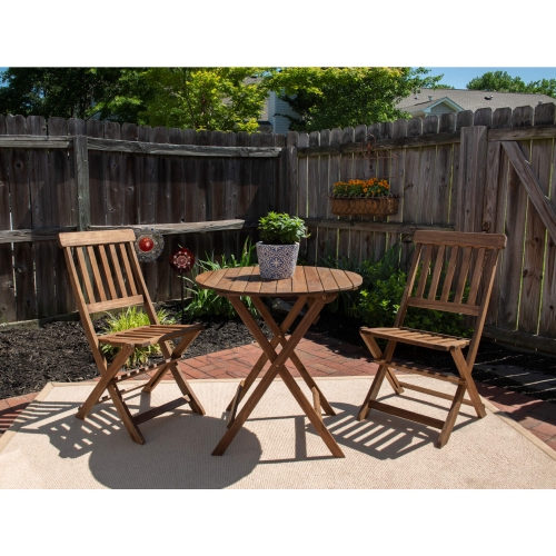 Catalan Outdoor Chair & Side Table Set in Acorn Finish