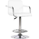 Boyd Bar Stool in Quilted White Leatherette & Chrome