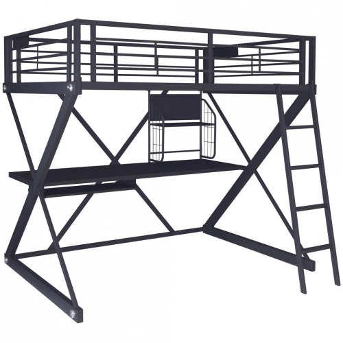 Z Bedroom Full Study Loft Bunk Bed in Textured Black