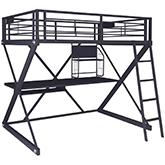 Z Bedroom Full Study Loft Bunk Bed in Textured Black