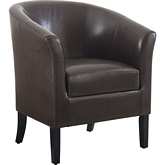 Simon Club Accent Chair in Brown Leatherette