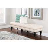 Isabelle 62" Bench in Neutral Fabric & Espresso Wood