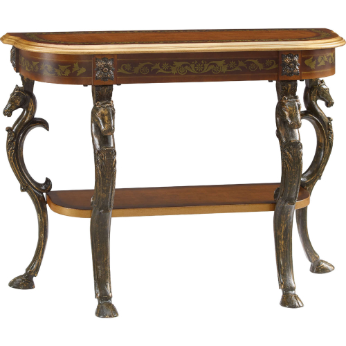 Masterpiece Demilune Console Table in Wood & Metal