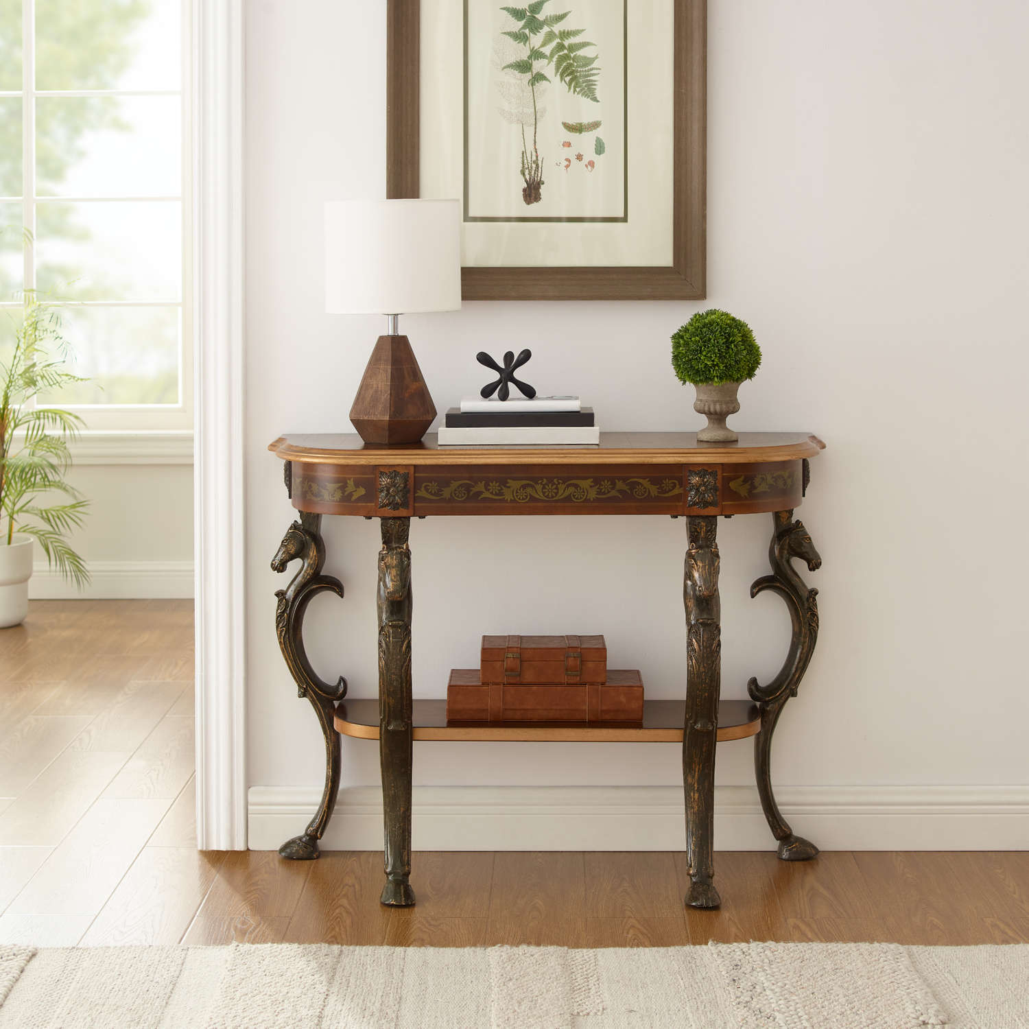 Powell 416-225 Masterpiece Demilune Console Table in Wood & Metal