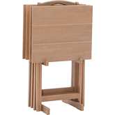 Linon Tray Table Set in Driftwood Gray Finish Acacia Wood