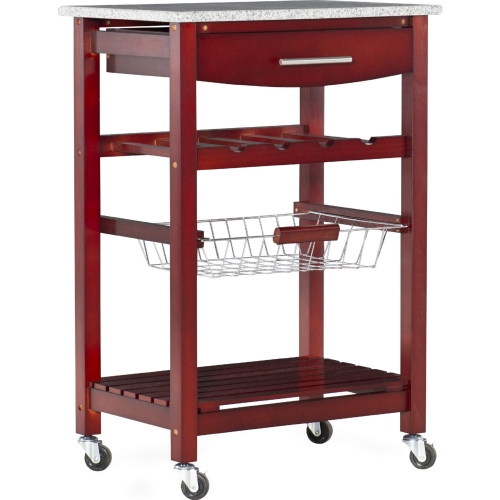 Linon Kitchen Island in Wenge Finish Wood & Gray Granite