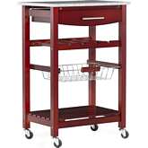 Linon Kitchen Island in Wenge Finish Wood & Gray Granite