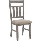 Turino Dining Chair in Weathered Grey Wood & Tan Fabric (Set of 2)