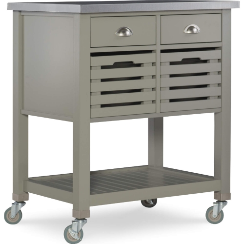 Robbin Kitchen Cart in Gray Wood & Stainless Steel
